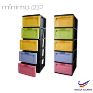 3 Tier 4 Tier 5 Tier Plastic Drawer Storage Cabinets Laci Plastik Rak Baju (Mix Colour)