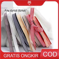1ROLL Checkered Ribbon 1cm – Square Ribbon- Gift Ribbon PS006