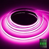 Smacen Battery Powered COB Led Strip Lights, 4.92Ft Battery Operated Pink LED Strip Lights, High Brightness Flexible LED Tape Lights for Room, Cabinet, Bedroom, Kitchen, Party, Home DIY Decoration