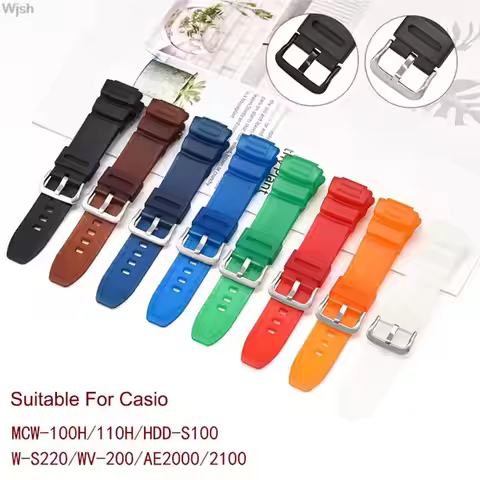 watch strap for Casio MCW-100H W-S220 AE-2000 AE-2100 W-S220 Sports watch accessorys 16mm watchband 