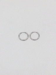 2pcs Stainless Steel Thin Hoop Earrings, 0.8mm 20g