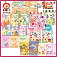 Apple Monkey Organic Baby Rice Cracker / Multi Puff / Spongy Puff / Brown Rice Puff / Yogurt Rice Te