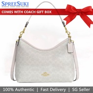 Women's Handbag In Gift Box coach Classic Laurel Large Shoulder Bag SV/Chalk white # CV2010