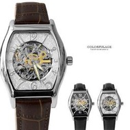 范倫鐵諾Valentino自動上鍊機械腕錶 經典酒桶真皮皮革手錶 背板鏤空設計【NE1399】原廠