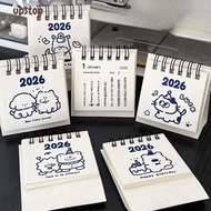 UPSTOTO Coil Calendar, Mini Cartoon 2026 Desk Calendar,  Portable Calendar Plan Book Desktop Ornamen