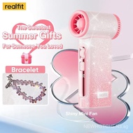 【Exclusive For Live】Realfit T1 Ultra Shimmer Pink Mini Fan – 10m/s High-Speed Cooling with 199 Adjus
