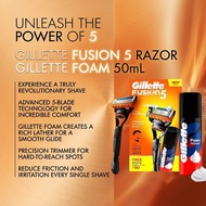 【 Bundle of 3 | 2 | 1 】Gillette Fusion 5 Razor + Gillette Foam 50ml