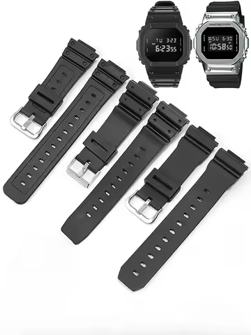 For Casio Small Square 16mm Silicone Watch Strap GM GLX-5600 GA 2100 6900 9052 Rubber Comfortable Co