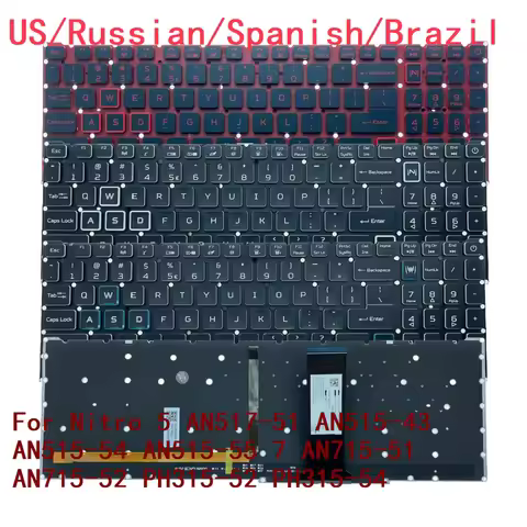 US RU SP BR RGB Keyboard For Acer Nitro 5 AN517-51 AN515-43 AN515-54 AN515-55 7 AN715-51 AN715-52 PH
