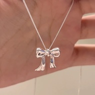 Suwann.na.shop สร้อยคอ สร้อยคอเงินแท้ สร้อยโบว์ สีเงิน ทอง