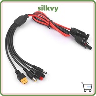 SILKVY  Panel Extension Cable, 30A 4 in 1  Wire, Connector MC4 to DC5521 7909 XT60 Female Connector 