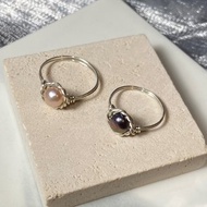 999純銀/足銀 麻花珍珠編織戒指