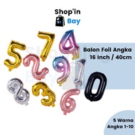 40cm Number Foil Balloon / 0-9 Number Foil Balloon GOLD SILVER BLACK ROSEGOLD GRADIENT