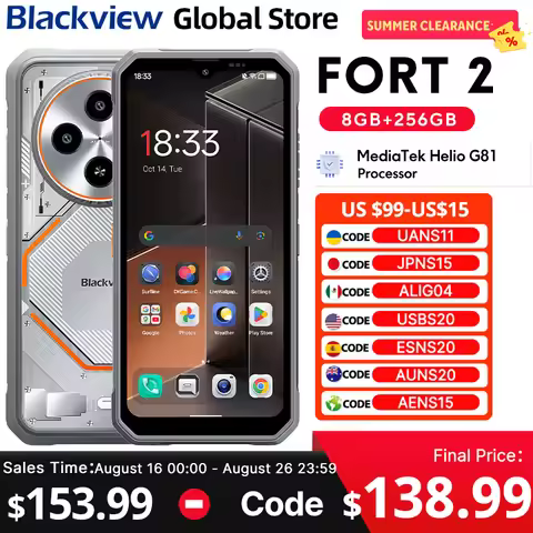Blackview FORT 2 Rugged Smartphone 6.56" HD+ IPS 90Hz Display MTk Helio G81 5000mAh Android 15 256GB