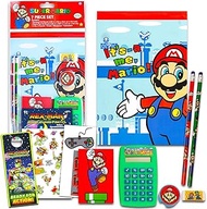 GAME PARTY Mario Stationery Set for Kids, Boys, Girls - 10 Pc Bundle with Super Mario Notebook, Eraser, Calculator, Pencils, Stickers, and More | Mario School Supplies for Boys