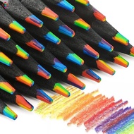 Wishlistforyou 1Pc 7Color Gradient Rainbow Color Pencils Black Wood Painting Multicolored Pencils Ad