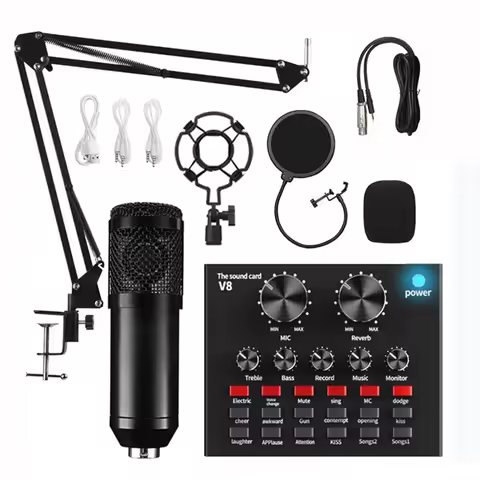 BM800 V8 Sound Card Set Professional Audio Condenser Mic Studio Singing Microphone for Karaoke Podca