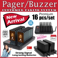 Premium model 16 pcs set Pager buzzer signal far distance Paging System Hawker Wireless Buzzer Queue