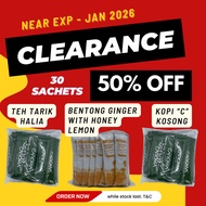 Clearance Exp Stock Exp Jan 2026  Kopi C Kosong (23g x30's) - Teh Tarik Halia (25gx30's) - Ginger Ho
