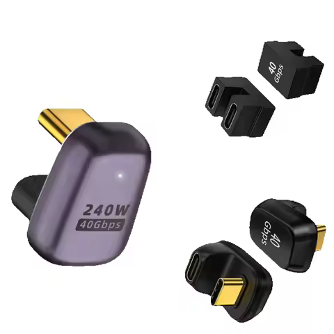 U-shape Usb C 180 Degree Angle Adapter Thunderbolt 3 4 Usb4 Type C Male To Female Converter PD 8k 60