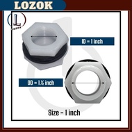 LOZOK 1 Inch White HDPE Tower Nut - Water Tank Nut Strong & Durable Tower Thread/ Tower Nut/ Tank Nu