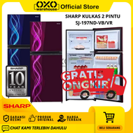 Sharp Kulkas 2 Pintu Motif Aurora Mewah SJ-197ND VB/VR Series Lemari Es Garansi Resmi 5 tahun Kapasi