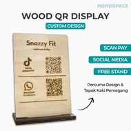 Custom Wood QR Code Stand Personalised Social Media DuitNow TNG Display Board