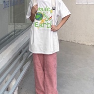 Unisex Loose Form PE Loose Sleeve T-shirt with Make By Earth 04 Print