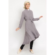 PURICIA Crinkle Tunic Dress - AWINA - Maroon Navy Brownbiru