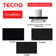 (HOOD + HOB) Tecno KD3088 / KD 3088 (90cm) High Suction Chimney Hood with Auto Clean with Free Hob Bundle Package