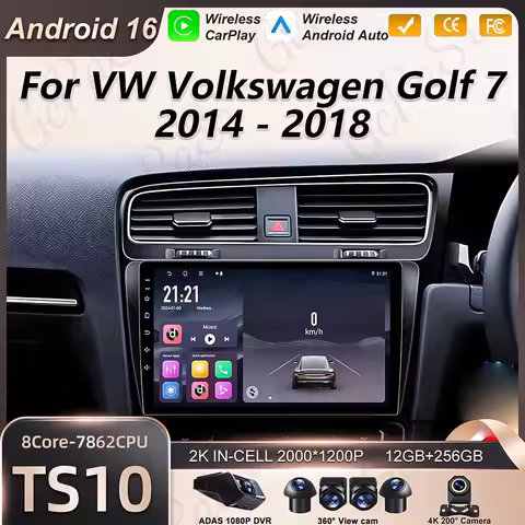 Android 16 Car Radio For Volkswagen VW Golf 7 MK7 GTI 2012 - 2020 Multimedia Stereo Carplay Screen A