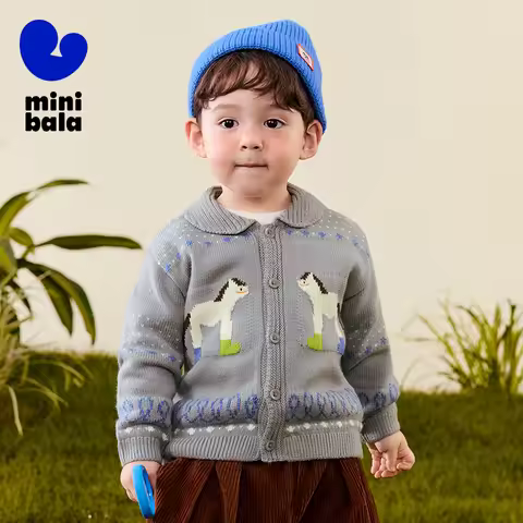 Mini Bala Boys Baby Knit Cardigan 2025 New Autumn Non-Deformable Soft Daily Top