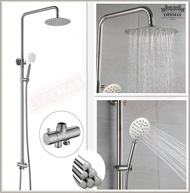 [SG Seller]Stainless Black Series Rain Shower Set Bathroom Home RainFall Shower Full Set with Storag