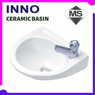INNO WB2002 White Round Basin Sink Wash Face Ceramic Bathroom Sink Sinki Tandas Singki Cuci Muka Bat