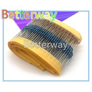 100pcs 1/4W 1R~22M 1% Metal film resistor 100R 220R 1K 1.5K 2.2K 4.7K 10K 22K 47K 100K 100 220 1K5 2
