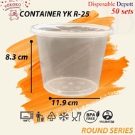 YOKOKO YKR25 R25 Round Container with Lid ( 50sets± ) 650ml 25oz Disposable Plastic Food Box - Bekas