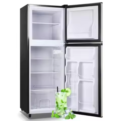5.0 Cu.ft Mini Fridge Small Refrigerator with Drink Holder Double Door Refrigerator Adjustable Glass