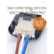 TOMBOL 3-point DIM Button COMBO Package+VARIO REVO ABS 3-PIN Switch Socket
