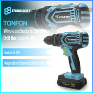 COD TONFON Wireless Electric Cordless Drill Bor Listrik 12V 2012004 / Bor tangan listrik tanpa kabel