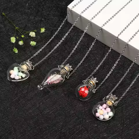 Clear Water Drop Perfume Bottle Necklaces Essential oil Keep Openable Make a for Wish Pendant Blood 