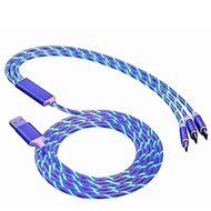 Wak Jon 3 branch Led Fast charging cable LEd 3in1 Cable/ 3in1 Glowing fast charging cable/