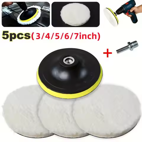 5PCS 7/6/5/4/3inch Car Polishing Waxing Buffing Wheel Pad Car Polisher Kit for Auto M10/M14 Drill Co