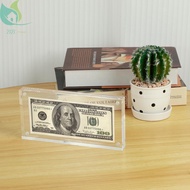 4/2/1pcs Dollar Bill Frame Acrylic Dollar Bill Holder Double Sided Transparent Currency Display Fram