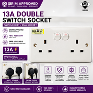 13A Double Switch Socket | 2 Gang Electric Casing Dua socket | Twin socket | PVC 13A Socket