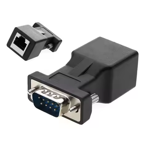 DB9 to RJ45 Extender Connector Welding Free 9 Pin Serial Port RS232 Ethernet Extender Transmitter 30