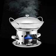 Stainless Steel Fondue Burner Alcohol Stove Burner Portable Mini Fondue Pot Burner Safe Fondue Fuel Portable Small Hot Pot Insulated Food Warmer Tool Chocolate Cheese Hot Pot Stove