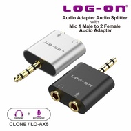 LOG ON AUDIO SPLITTER EARPHONE & MICROPHONE LO-AX5 MALE TO 2 FEMALE ORIGINAL