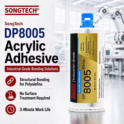 50ml Songtech 3M DP8005 Structural Acrylic Adhesive Off White Low Surface Energy Plastic Glue for PP