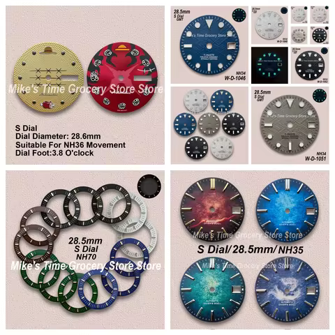 28.5/28.6 mm GMT/Straw Hat S/G S Logo Dial Fit NH34/NH35/NH36/NH70 Movement Green/No Luminous Watch 