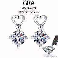 【 GRA Certificate Attached 】 2ct Moissanite Earrings, s925 Pure Silver Plated Platinum Classic Love 